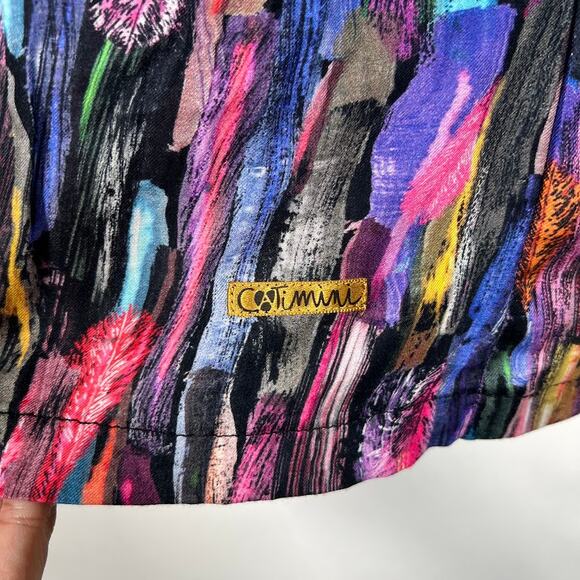 Catimini Kids Girl's Black Bow Colorful Feather Print Dress 10 Sleeveless - Picture 5 of 8